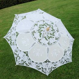 Decorative Umbrella Vintage Lace Cloth Wedding Bridal Umbrella Crafts White Beige Parasol Sun Umbrella Photography Props