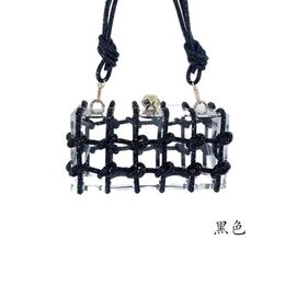 Transparent acrylic rope tied style brick inlaid women's handbag acrylic box small square bag underarm banquet bag 240409