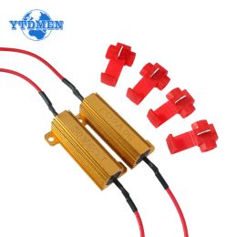 4 Sets 12v resistance Load Resistor for LED Lights 25W 50W Aluminium Shell Power Resistors 6ohm 8ohm 10ohm, for Car Turn Bulbs