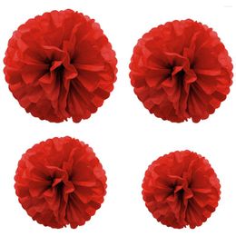 Party Decoration 1pcs Set 7.8inch Red Paper Pom Flowers Decorations Hanging Tissue For Birthday