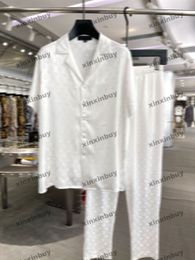 xinxinbuy Men designer Tee t shirt 2024 Italy Patterned jacquard silk sets short sleeve cotton women Grey black white M-3XL