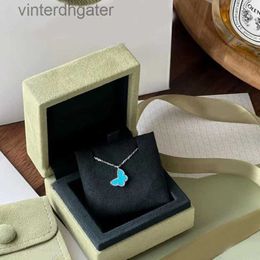 Top Luxury Fine Women Designer Necklace S925 Sterling Silver Turquoise Small Butterfly Pendant Womens Plated 18k Small Designer High Quality Choker Necklace