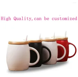 Mugs 414ML Creative Ceramic Water Cups Porcelain Tea Cup Coffee Mug With Bamboo Cover And Spoon