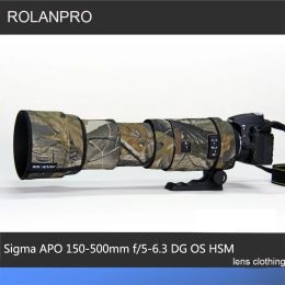 Mount Rolanpro Lens Camouflage Coat Rain Cover for Sigma Apo 150500mm F/56.3 Dg Os Hsm Guns Case Clothing Lens Sleeve