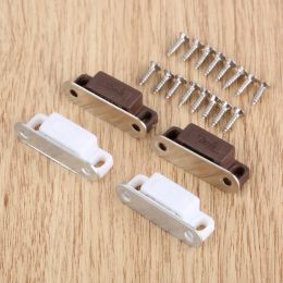 5Pcs Small Magnetic Door Catches Kitchen Cupboard Wardrobe Cabinet Latch Catch Screw White Brown Cabinet Hardware 27x10mm