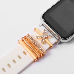 Accessories Ring Diamond Ornament Smart Watch Charms Watch Decorative Ring Metal Water Ripples For Apple Watch Band