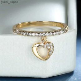 2PCS Wedding Rings CAOSHI Chic Heart Love Ring with Brilliant Zirconia Delicate Design Proposal Jewellery Silver Color/Gold Colour Accessories Gift