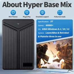 Hyper Base Mix Portable External 5T HDD Launchbox & Playnite & Retrobat with 60000+ 3D/AAA/Retro Games for PS4/PS3/PS2/Switch