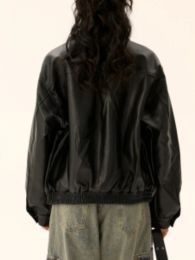 Korean Punk Black Leather Jacket Women Winter Streetwear Zipper Moto Biker Leather Jacket Casual Vintage High Street Faux Coat