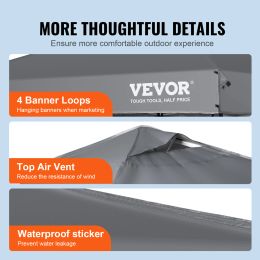 VEVOR Pop Up Canopy Tent 250D PU Silver Coated Tarp with Portable Roller Bag and 4 Sandbags Waterproof and Sun Shelter Gazebo