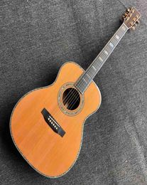 Solid Cedar Top Om Body Style Ebony Fingerboard Abalone Binding Acoustic Guitar8466060