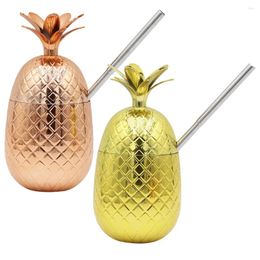Disposable Cups Straws 2 Sets Pineapple Sippy Cup Stainless Steel Party Fashion Stylish Cocktail Custom Plastic