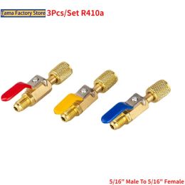 3PCS R410A Refrigerant Straight Ball Valves AC Charging 5/16" Male To 5/16" Female SAE Valve