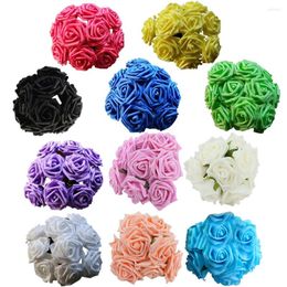 Decorative Flowers 10 Head Artificial Foam Rose Bouquet DIY Pompom Wreath Decoration Bridal Holding Flower Wedding Car Home Desktop Decor