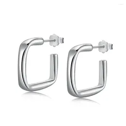Stud Earrings S925 Silver Ear Studs Personalized Square Folding Simple And Cold Style Fashionable Versatile Earring Jewelry For Women