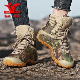 Boots Xiangguan Men Hiking Shoes High Top Outdoor Sports Tactical Boots Wearresistant Camping Sneakers Men Waterproof Military Boots