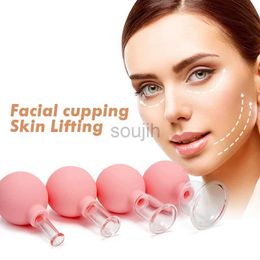 Face Massager 4Pcs/Set Pink Vacuum Cupping Cups PVC Head Glass Suction Body Massage Family Meridian Acupuncture Chinese Jar 240409