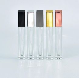 Storage Bottles 10ml Long Square Glass Perfume Spray Bottle With Electrochemical Aluminium Nozzle Portable Cosmetic Storaging Accessories