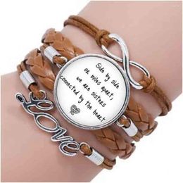 Link Bracelets Bronze Quote Long Distance Sister Bracelet I Love My Side By