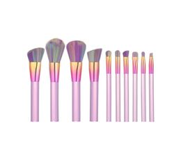 Makeup Brushes 10 Pcs Professional Makeup Brush Set Synthetic Foundation Eyeshadow Brush Light Green Transparent Handles Brushes9858564