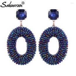 Dangle Earrings Sehuoran High Quality Glass Beads Handmade Drop For Woman Big Pendients Crystal Stone Long Oorbellen