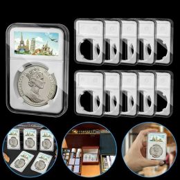 5Pcs Commemorative Coin Slab 38.5mm 40mm Holder Coin Display Storage Box Case Protector Square Transparent Coin Storage Box