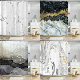 Shower Curtains 180 200cm Large Waterproof Curtain Set With Hooks Marble Pattern Bathroom Burtain Bath Screen Home Polyester Cloth