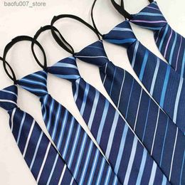 Neck Ties Mens Knotless Lazy Zipper Tie Business Solid Stripe 8cm Tie NewcomerQ