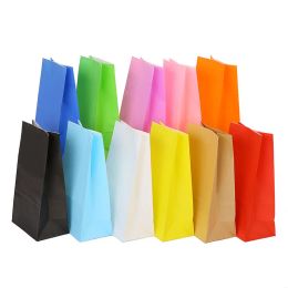 Pure Colour Stand Up Colourful Large Kraft Paper Craft Gift Bags Sandwich Bread Food Bags Party Wedding Favour Bag Open
