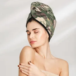 Towel Girl Hair Drying Hat Aloha Hawaiian Camouflage Pattern Cap Bath MicrofiberTowel Absorption Turban