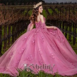 Kybeliny Sparkly Quinceanera Dresses Ball Gown 2024 For Women Lace Up Off Shoulder Tulle Beaded Vestidos De Fiesta Customised