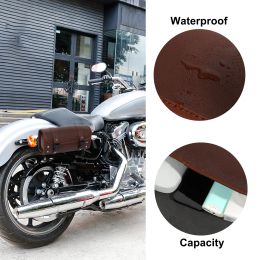 X Autohaux Motorcycle Tool Bag Handlebar Bags Cycling Fork Luggage Bag Square Brown Waterproof Faux Leather Universal