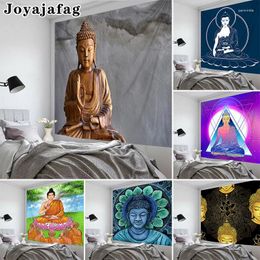 Tapestries Buddha Tapestry Printed Wall Hanging Buddhist Faith Lotus Hippie Bohemian Polyester Sheet Art Room Home Decor