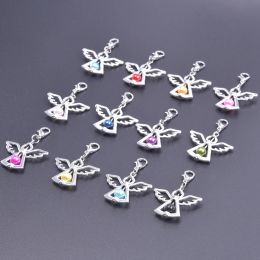 12pcs/lot Mix Vintage Silver Colour Angel Wings Charm Pendant Accessories Charms DIY Handmade Pendant For Jewellery Making Supplies