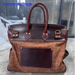 Designer Large Capacity Genuine Leather Shoulder Bag Tote French Paris Luxury Brand Vintage Style 40cm Brown Travel Business Handbag YI-Q2OC