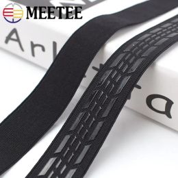 Meetee 2/5/10M 25mm Non-slip Silicone Black Elastic Band Sportswear Belt Elasticity Webbing DIY Outdoor Clothing Sewing Material