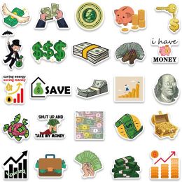50pcs Funny Dollars Money Sticker Wealth Lucky Stickers for Motorcycle Water Bottle Notebook Computer Car Children Toy Decals