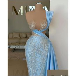 Urban Sexy Dresses Party Light Blue Prom Y One Shoder Sequins Appliques Pleats Evening Gowns Pageant Dress Drop Delivery Apparel Women Dhzna