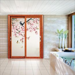 Window Stickers Custom Size Recyclable Sticker Chinese Culture Bird-Amd-Flower Painting Wardrobe Door Decoration 50cmx10cm