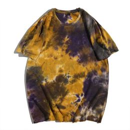 Men's T-Shirts Summer Y2K Tie Dye T Shirt for Men 100 Cotton Retro T-Shirt Tie-dye Casual Daily Wear Tee Tops Short Sleeve TShirt Free ShippingL2404