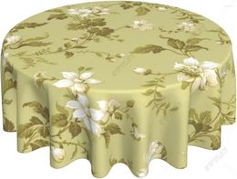 Table Cloth Waterproof Polyester Tablecloth Spring Leaf Floral Round Rustic Elegant Watercolour Leaves Prints Wipeable