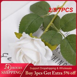 Decorative Flowers 2/5/7PCS Flannelette Silk Rose Bridal Accessories Real Touch For Home El Wedding Party Decoration