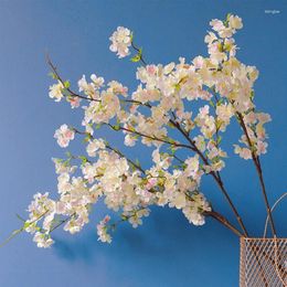 Decorative Flowers Long Branch Cherry Blossom Artificial Flower Silk Spring Summer Decor Home Wedding Backdrop Wall Decoration Fake