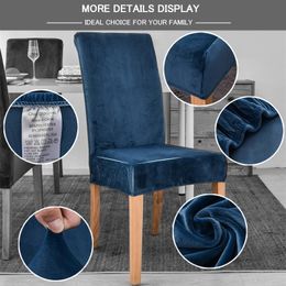 1/2/4/6 Pcs Velvet Dining Room Chair Cover Stretch Elastic Dining Chair Slipcover Spandex Case for Chairs housse de chaise