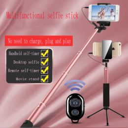 Sticks New live mini Bluetooth with a tripod phone selfie stick Wire control aluminum camera artifact