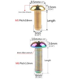 Xingxi Titanium Bolt M5/M6 x 8 10 12 16 15 18 20 25 30mm Bottle Cage Bracket Hexagonal Round Head Screw for Bicycle Parts