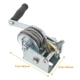 Heavy Duty Winch Manual Towing Winch Mini Trailer Winch 500LBS Webbing Crank Trailer Gear Synthetic System (With 7m Steel Cable)