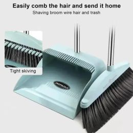 Outdoor Office Long With Dust Indoor Home Dustpan Kitchen Room Handle For Pans Broom Set And