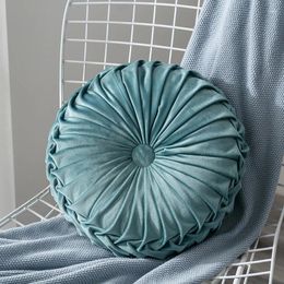 Pillow Nordic Style Velvet Pleated Pouf Round Solid Color Throw Home Decor Sofa Bay Window Floor Seat