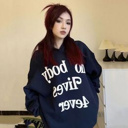 Heavyweight 400g pure cotton with plush letters printed on men's and women's streets, loose and lazy hoodies, hoodies for couples s-3XL